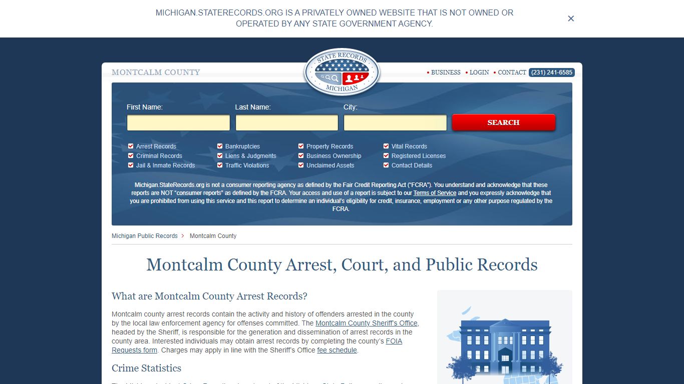 Montcalm County Arrest, Court, and Public Records